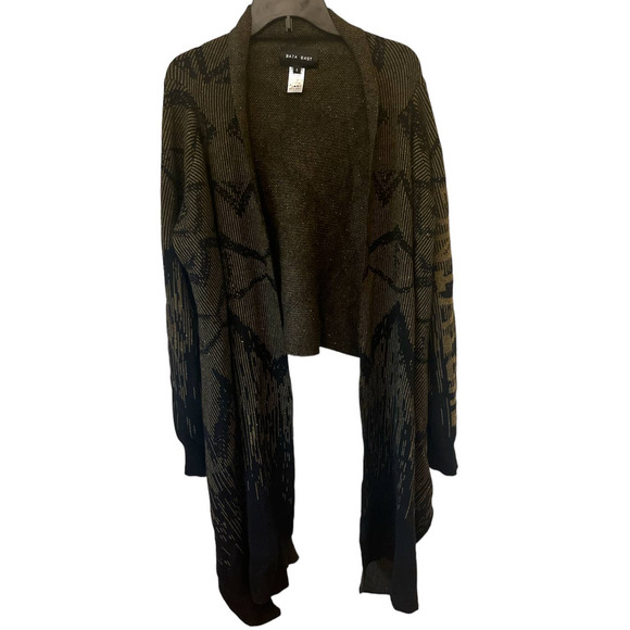 Baja East 100% Cashmere Cardigan Sweater Open Front XXL Thriving Black Brown - Picture 1 of 7